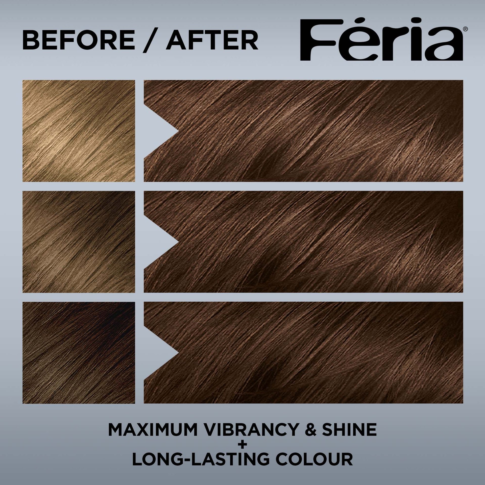 Hair before and after using Feria 50 Medium Brown